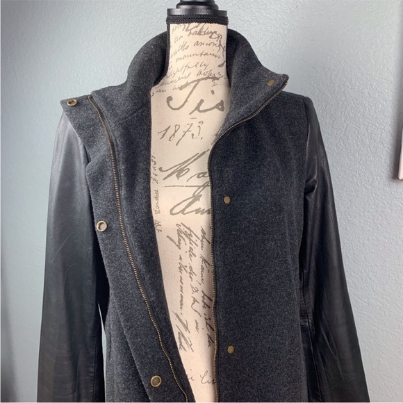 Eileen Fisher Wool Leather Coat Sm - Picture 8 of 10